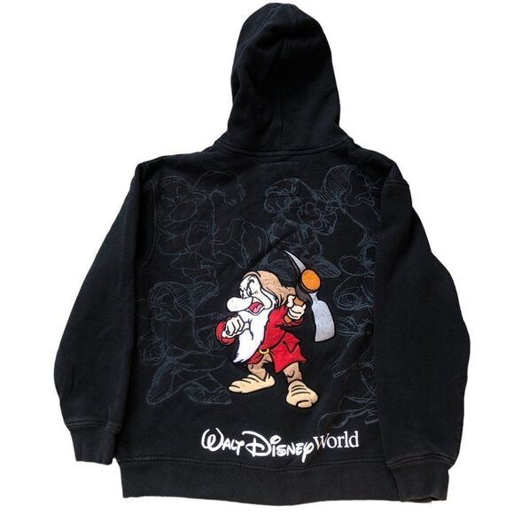 Vintage Walt Disney World Embroidered Snow White Hoodie Sweater Medium Black - Picture 1 of 16